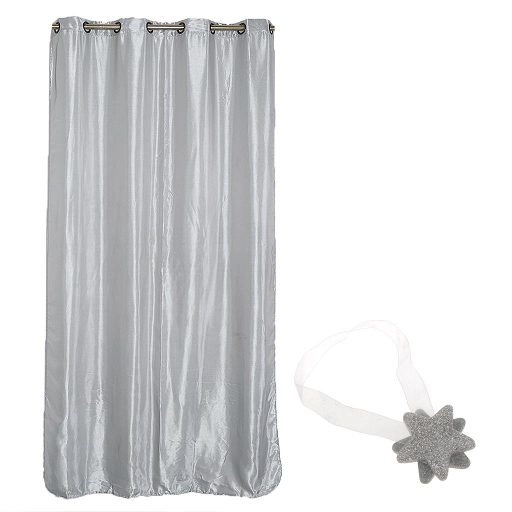 Blackout Curtain Drape with Magnetic Star Buckle Grey#150x250cm Eyelet
