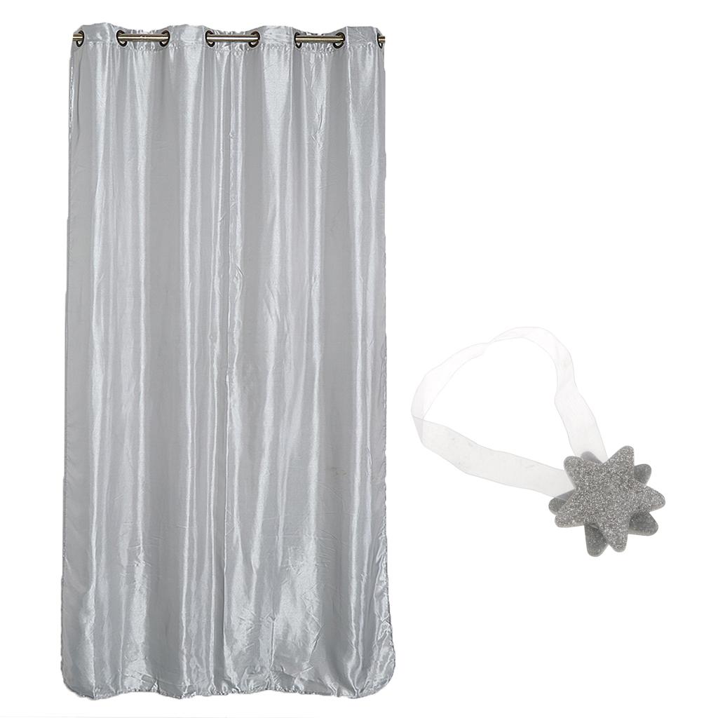 Blackout Curtain Drape with Magnetic Star Buckle Grey#150x250cm Eyelet