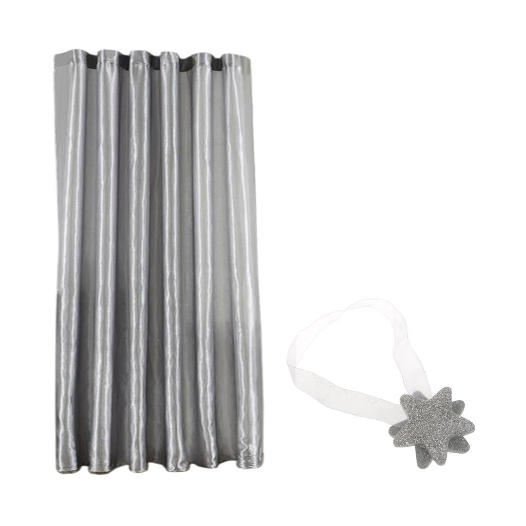Blackout Curtain Drape with Magnetic Star Buckle Grey# 150x250cm slot top