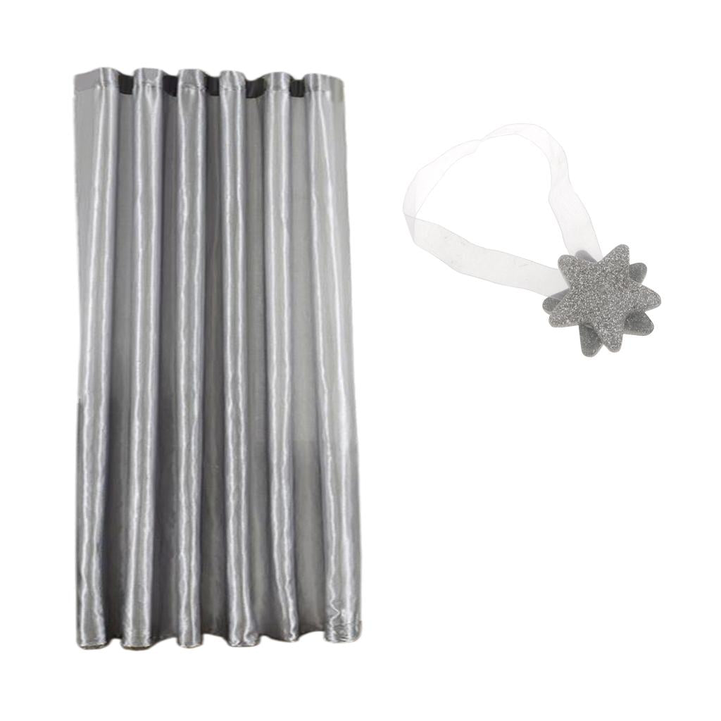 Blackout Curtain Drape with Magnetic Star Buckle Grey# 150x250cm slot top