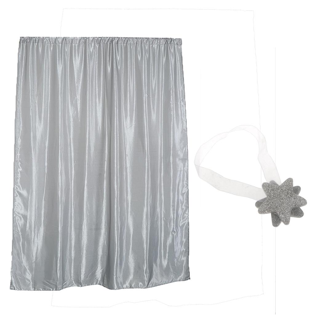 Blackout Curtain Drape with Magnetic Star Buckle Grey# 200x250cm slot top