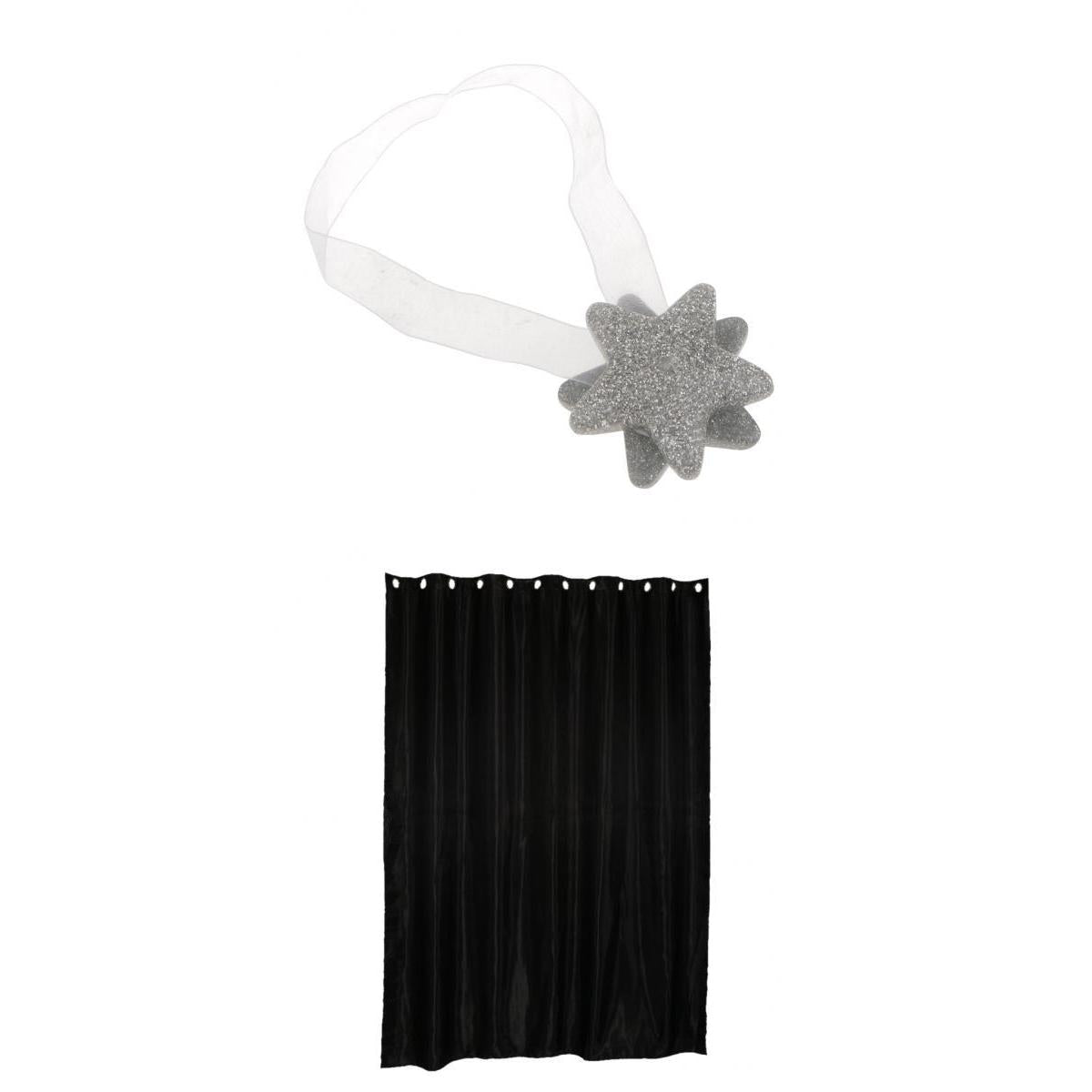 Blackout Curtain Drape with Magnetic Star Buckle Black# 200x250cm Eyelet