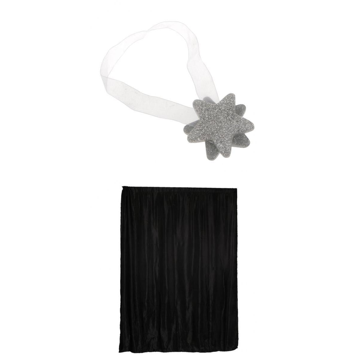 Blackout Curtain Drape with Magnetic Star Buckle Black#150x250cm slot top