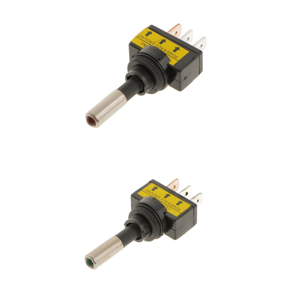 2 Pieces Car Boat 12V 20A Red and Green LED Rocker Toggle 3Pin SPST Switch