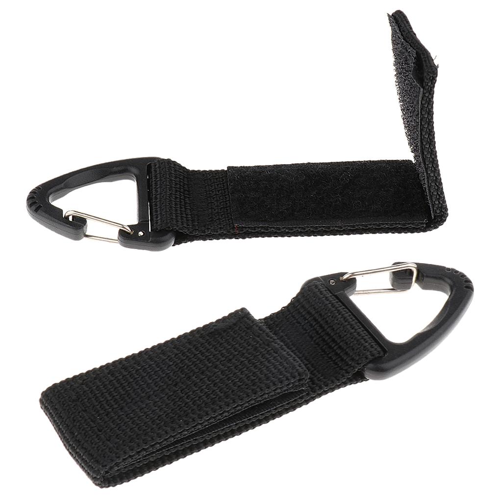 2 Pieces Outdoor Hiking Nylon Webbing Backpack Triangular Hanging Hook Black