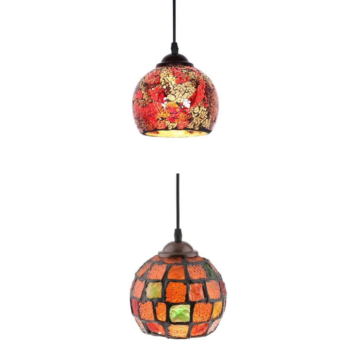 2Pcs Vintage Hanging Light Mosaic Design Pendant Ceiling Lampshade