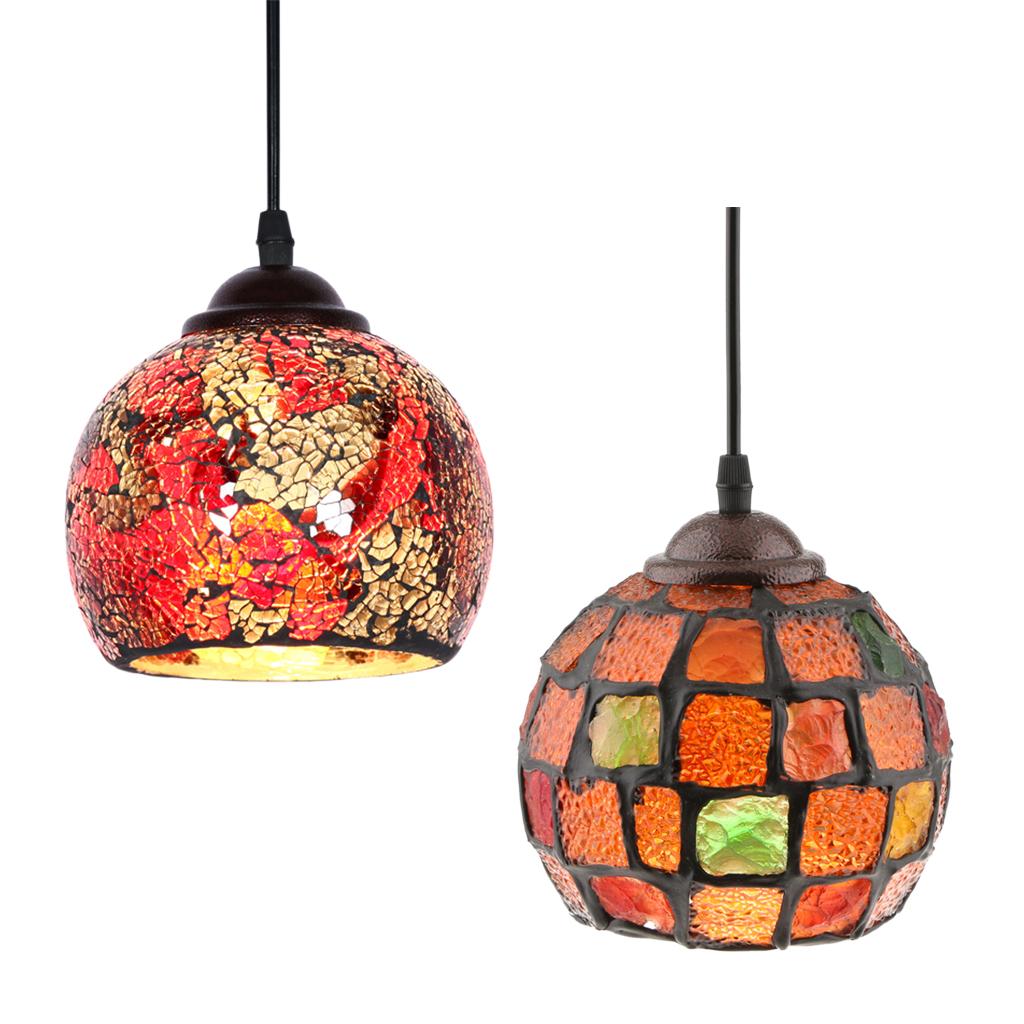 2Pcs Vintage Hanging Light Mosaic Design Pendant Ceiling Lampshade