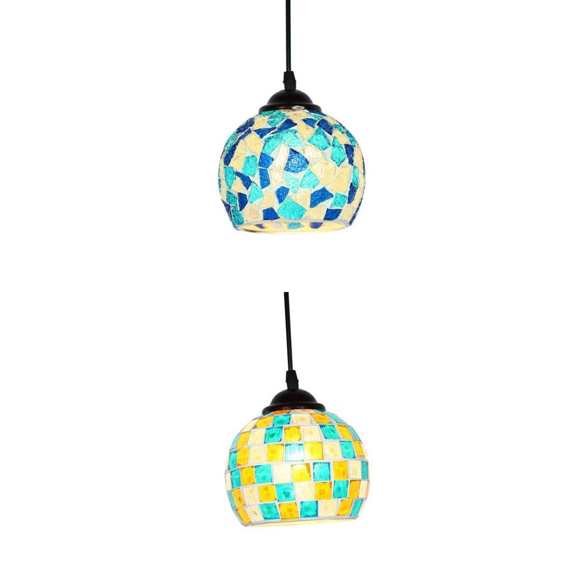 2x Vintage Hanging Light Mosaic Design Pendant Ceiling Lampshade
