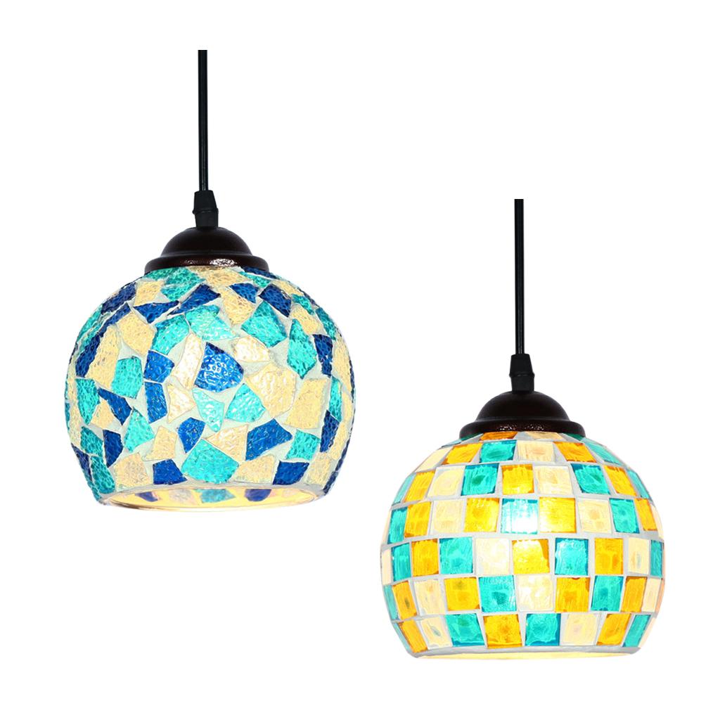 2x Vintage Hanging Light Mosaic Design Pendant Ceiling Lampshade
