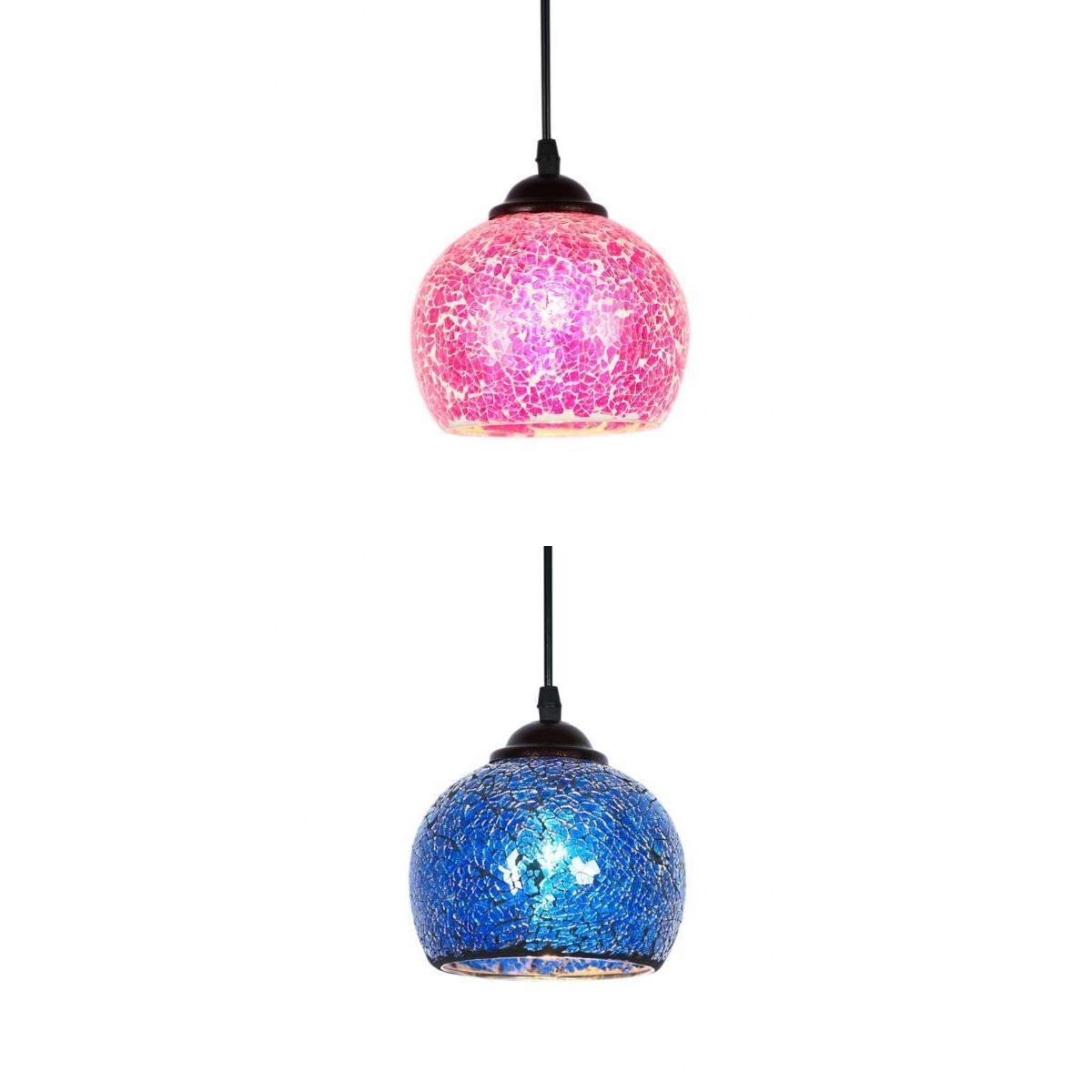 2 Pieces Vintage Hanging Lamp Mosaic Design Pendant Ceiling Lampshade