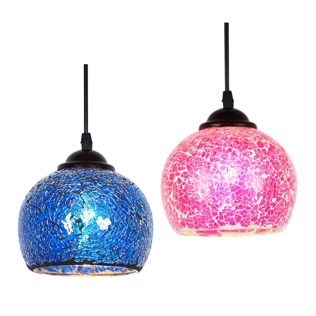 2 Pieces Vintage Hanging Lamp Mosaic Design Pendant Ceiling Lampshade