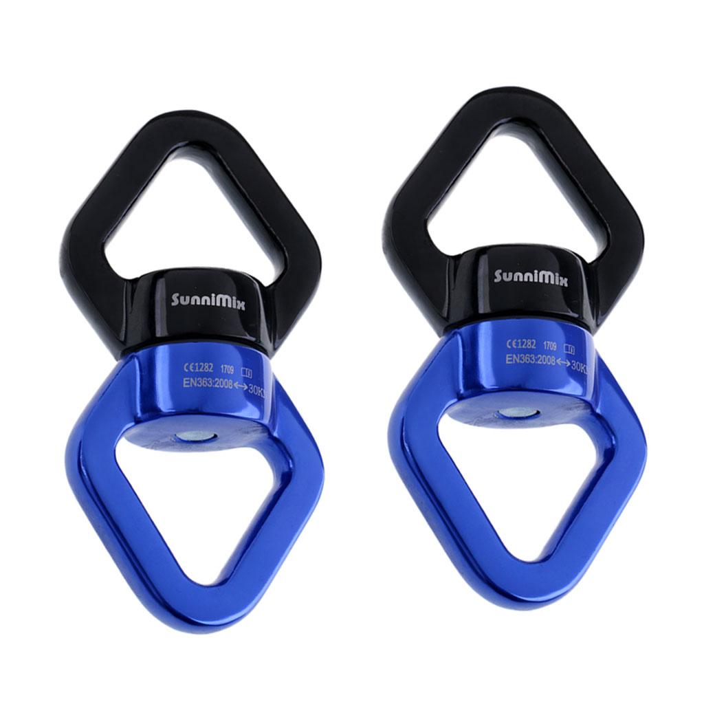 2 Pieces Safety Swivel Rope Connector for Climbing Aerial Dance Black Blue