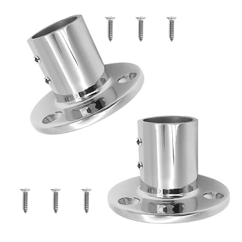 1 Pair 316 Stainless Steel Boat Hand Rail Fitting 22mm Round Stanchion Base