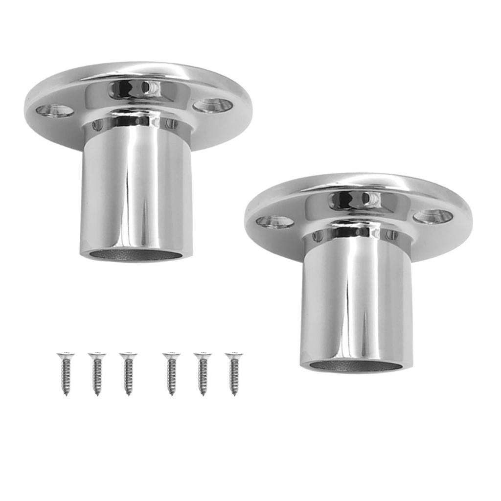 1 Pair 316 Stainless Steel Boat Hand Rail Fitting 22mm Round Stanchion Base