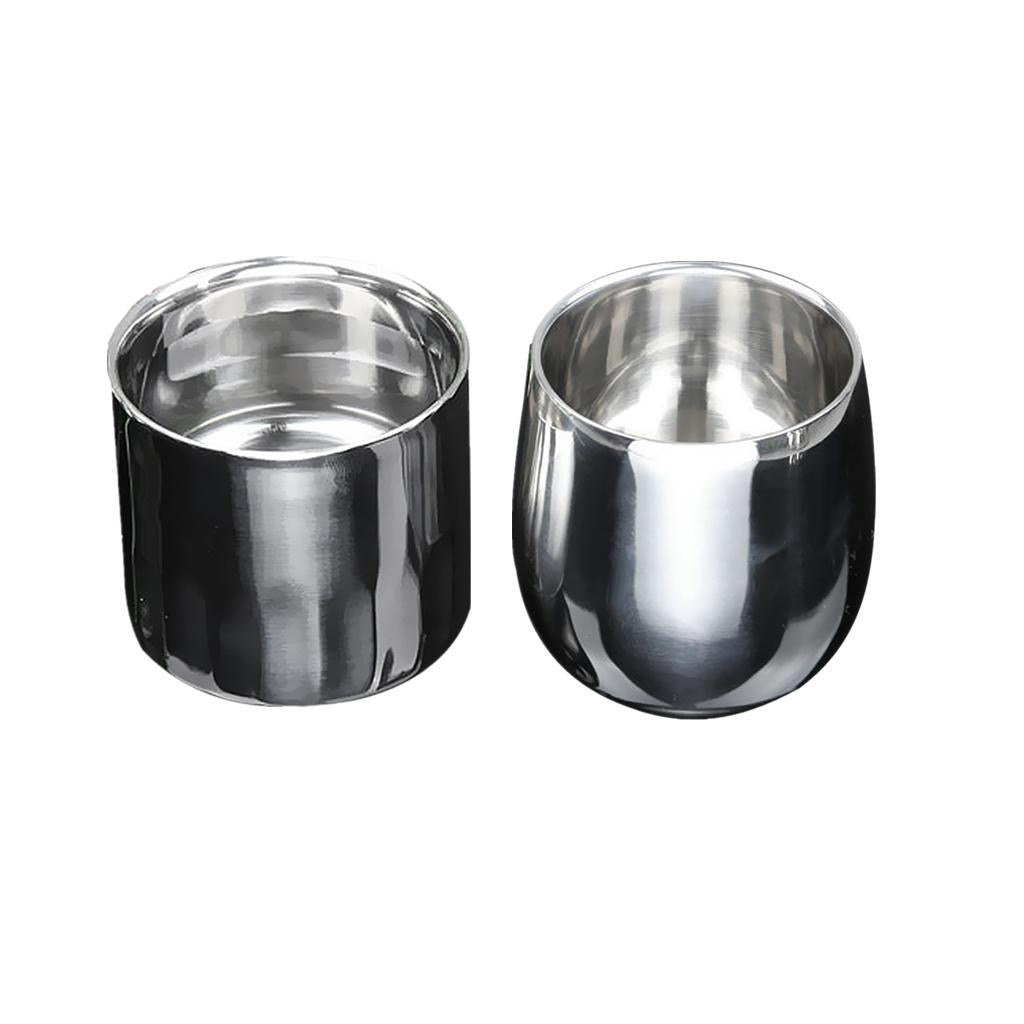 2 Pieces Stainless Steel Beer Cup Double Wall Milk Coffee Tea Mug 200ml