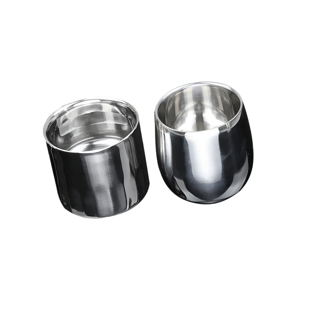 2 Pieces Stainless Steel Beer Cup Double Wall Milk Coffee Tea Mug 200ml