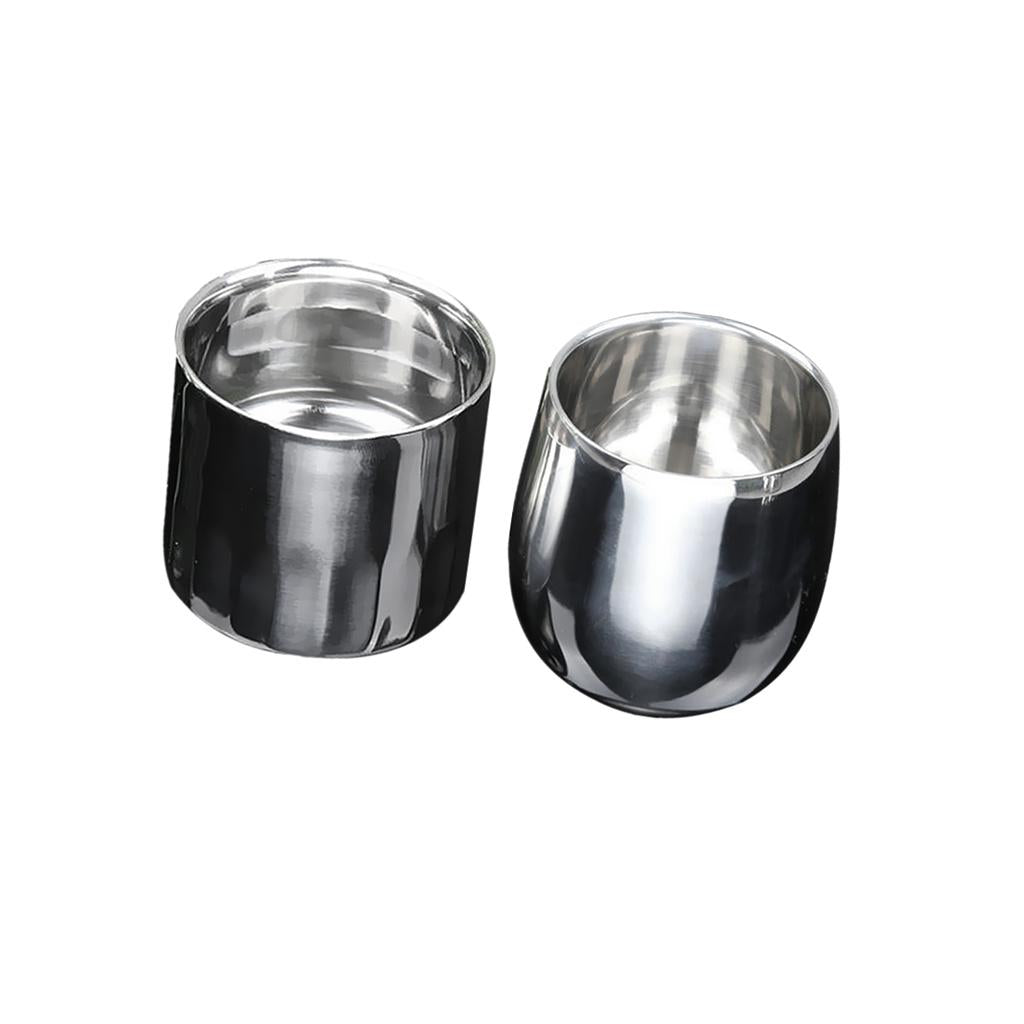 2 Pieces Stainless Steel Beer Cup Double Wall Milk Coffee Tea Mug 200ml