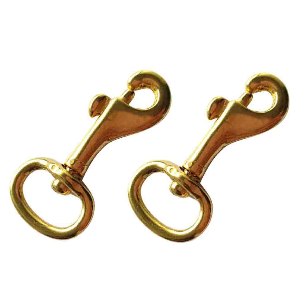 2 Pieces Brass Swivel Eye Bolt Snap Hook Leather Craft Dog Leash Clip 56mm