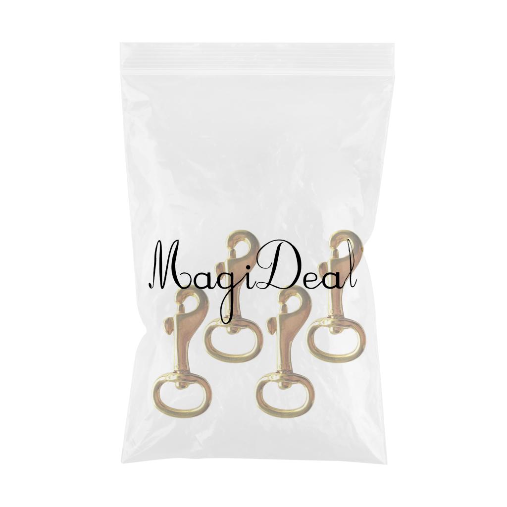 4 Pieces Brass Swivel Eye Bolt Snap Hook Leather Craft Dog Leash Clip 56mm