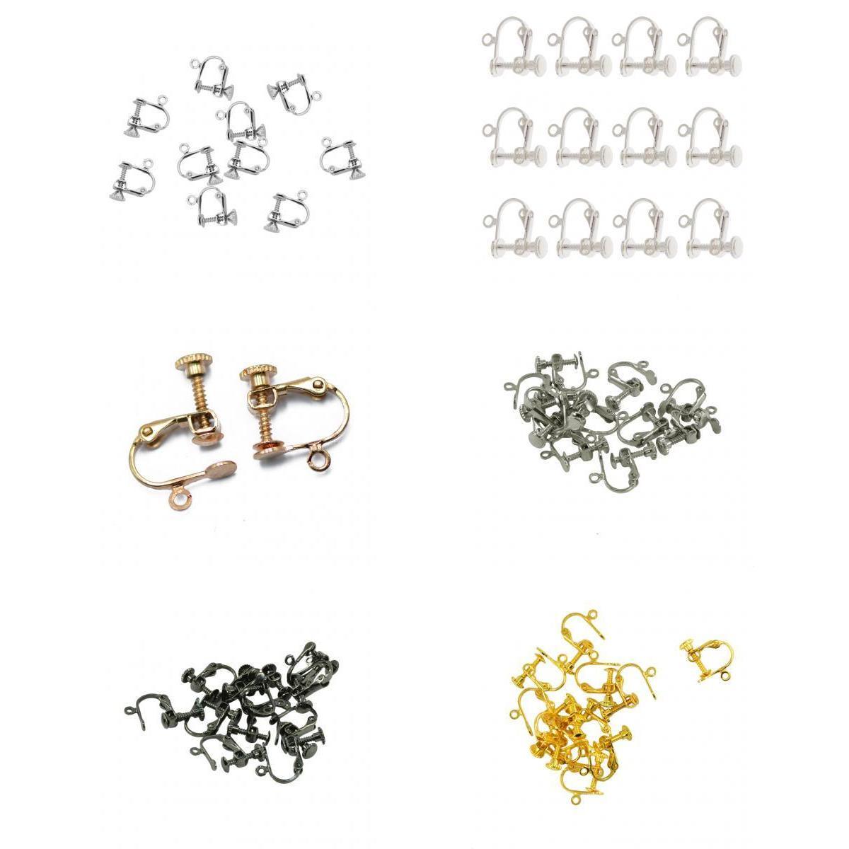 70 Pieces Non-Piercing Brass Screw Earring Clip Flat Hooks DIY Crafts