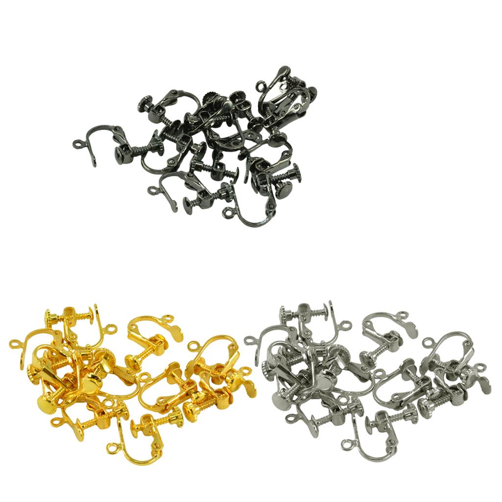36 Pieces Non-Piercing Brass Adjustable Screw Earring Clip Hooks DIY Craft
