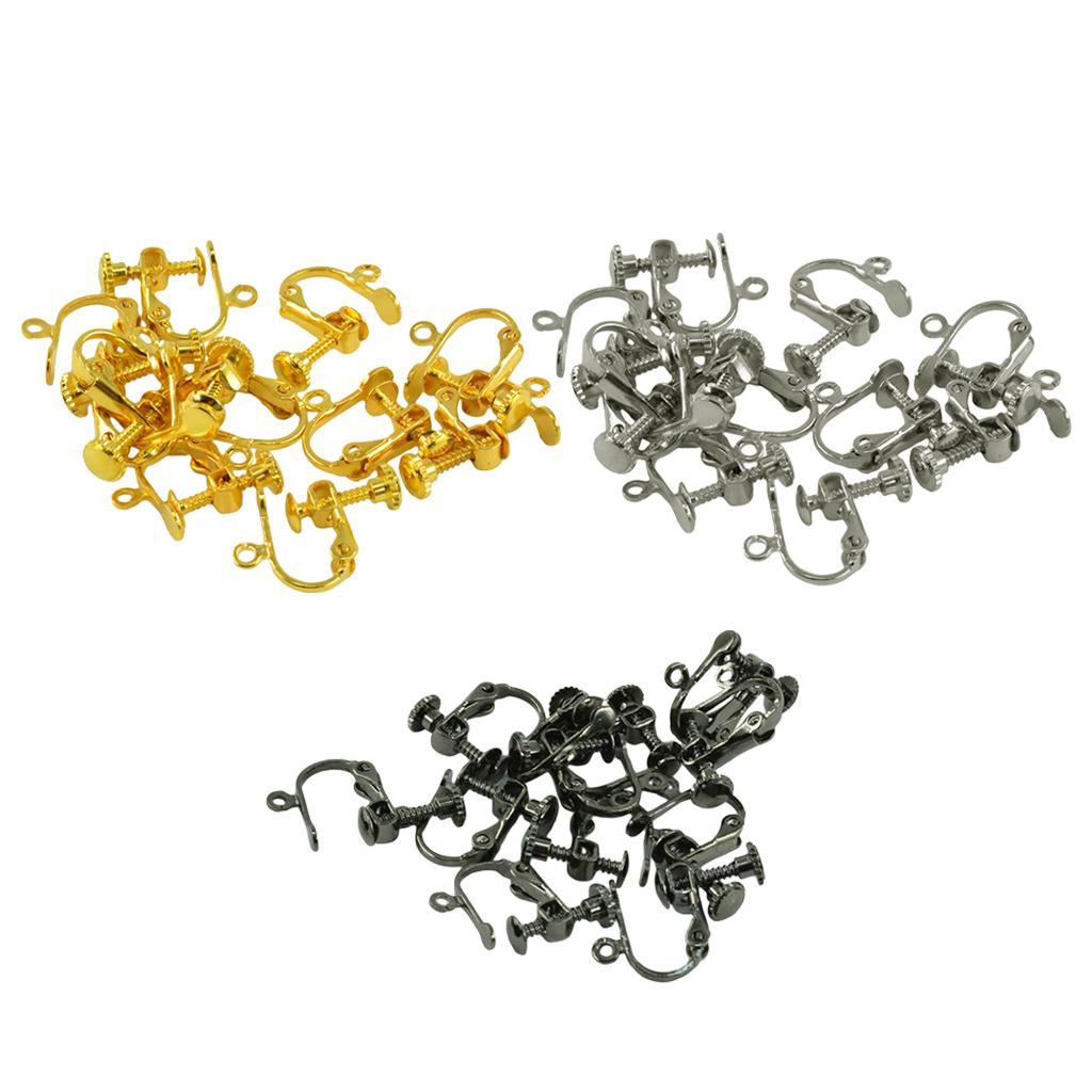 36 Pieces Non-Piercing Brass Adjustable Screw Earring Clip Hooks DIY Craft