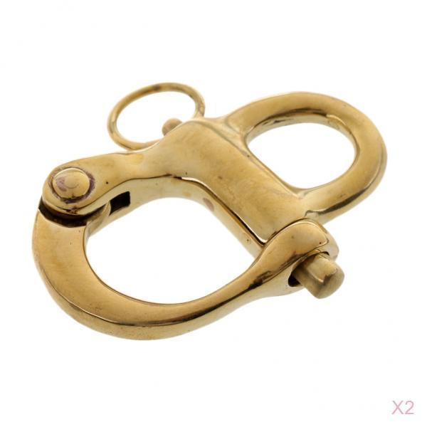 2Pieces 5cm 2inch Fixed Bail Copper Snap Shackle Sailing Boat Yacht Hardware