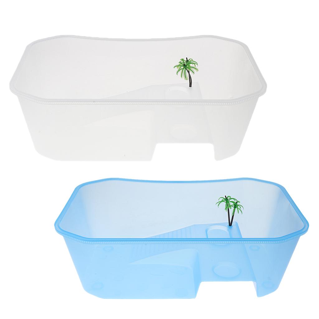 2 Pieces Plastic Reptile Terrapin Tortoise Turtle Tank Vivarium Feeding Box