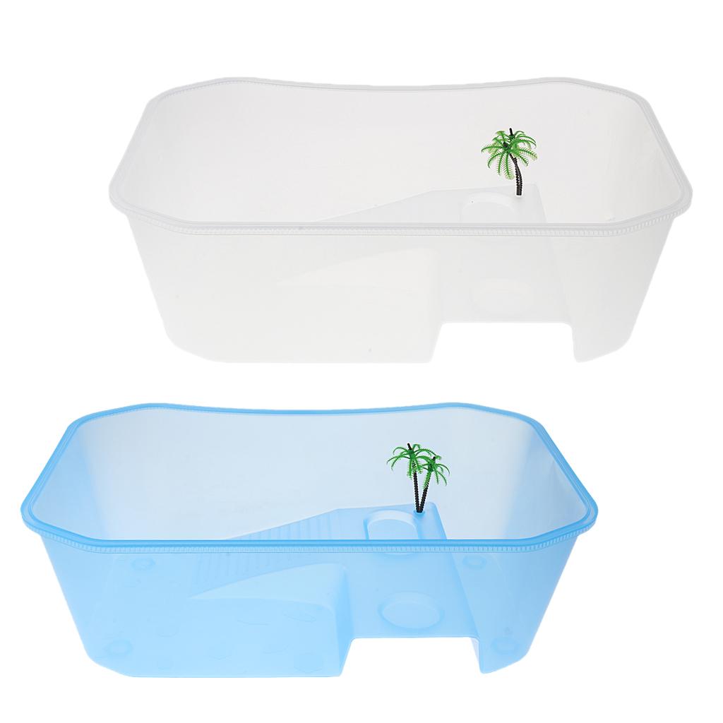 2 Pieces Plastic Reptile Terrapin Tortoise Turtle Tank Vivarium Feeding Box