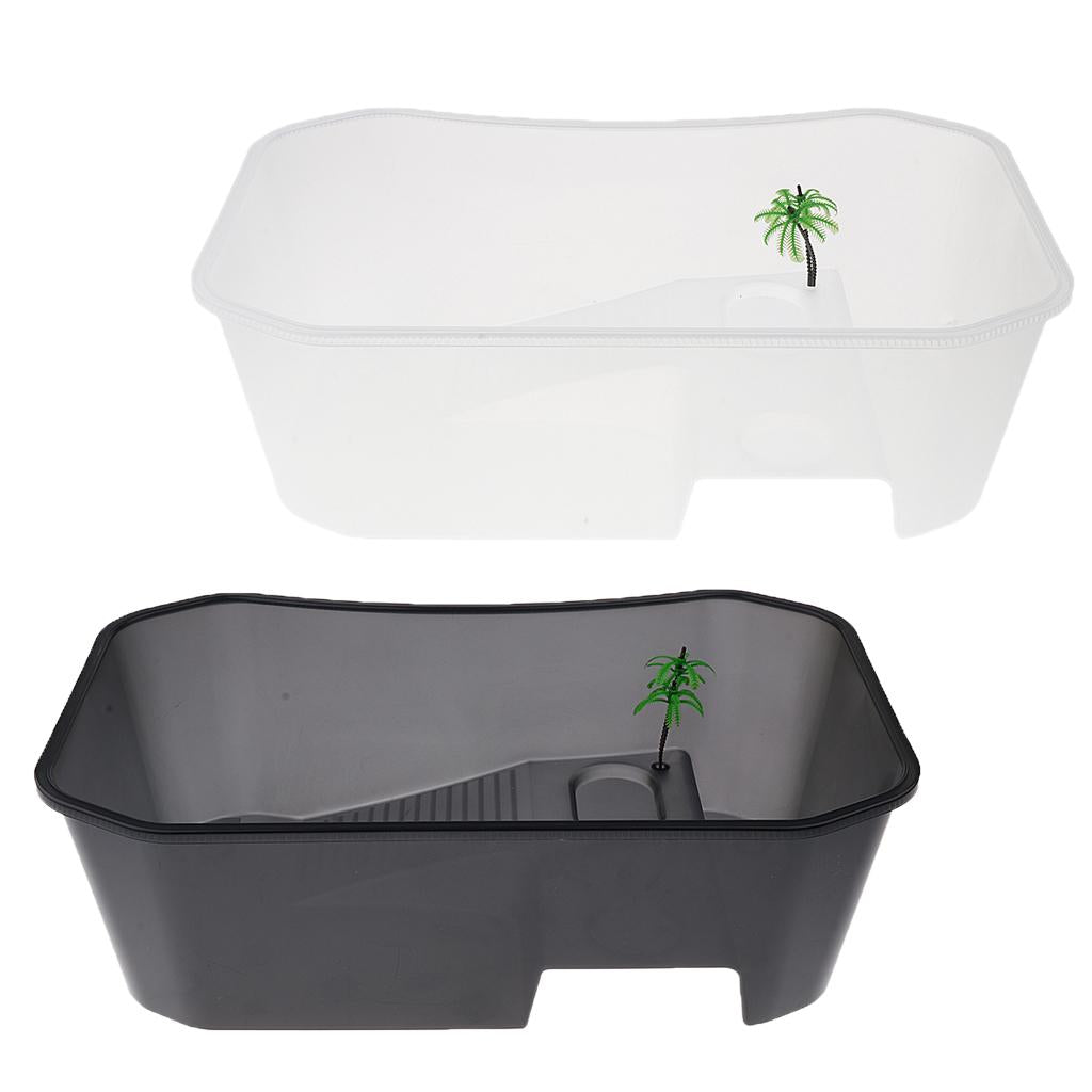 2Pcs Plastic Reptile Terrapin Tortoise Turtle Tank Vivarium Feeding Box