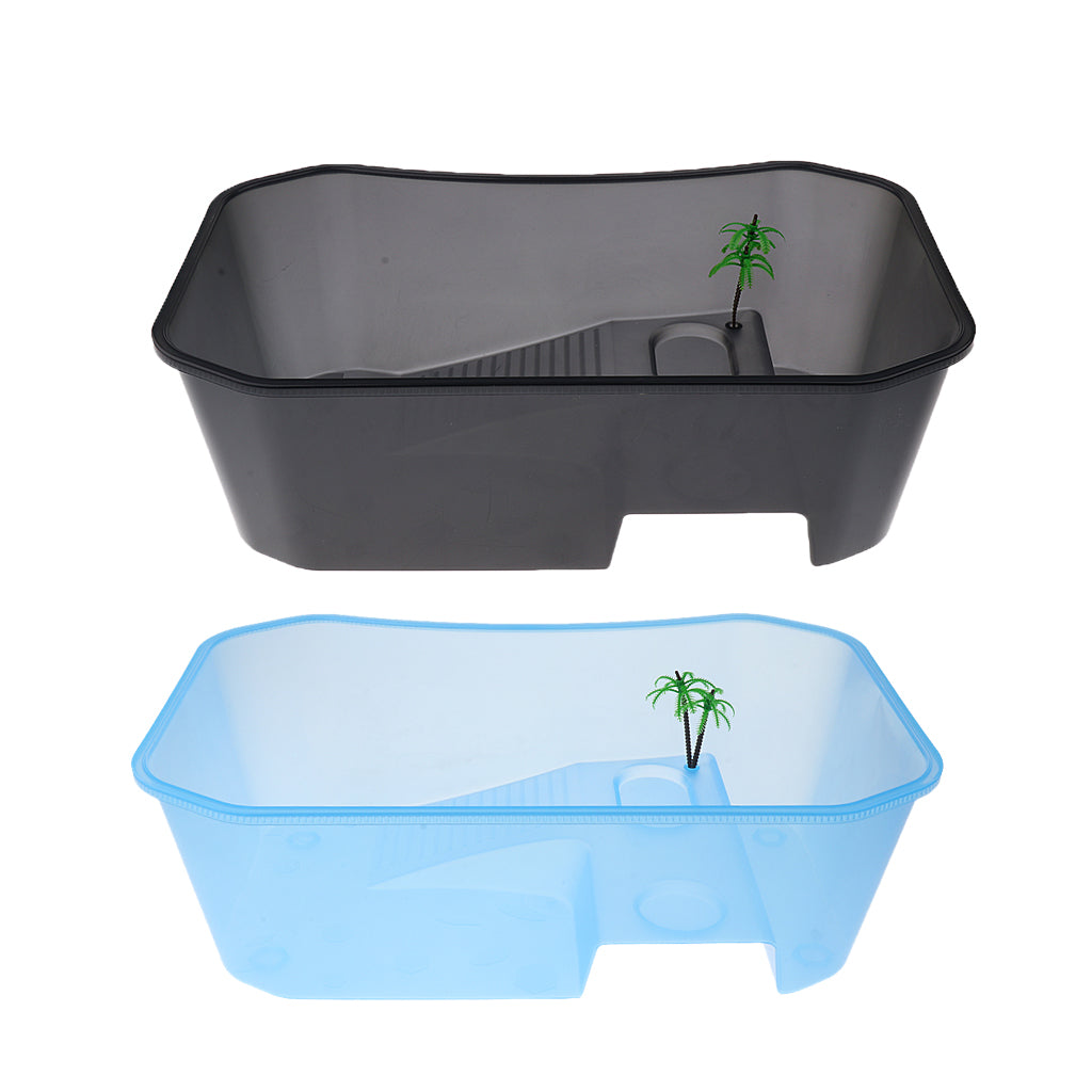 2x Plastic Reptile Terrapin Tortoise Turtle Tank Vivarium Feeding Box