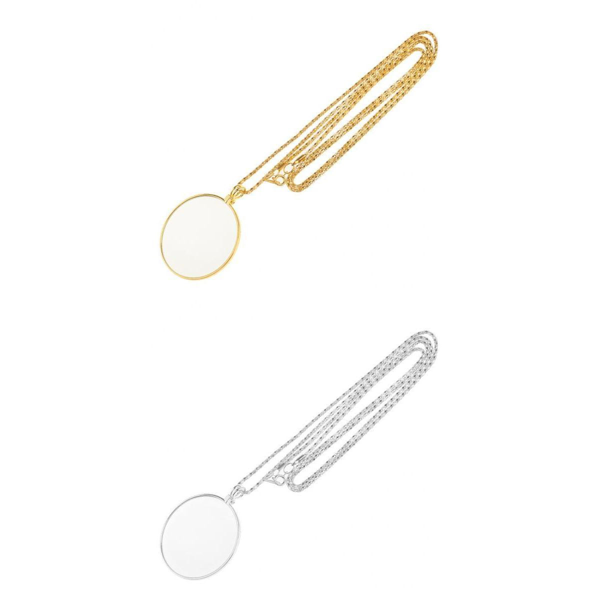 2 Pieces Necklace Chain Map Magnifying Glass Reading Magnifier Loupe 6X