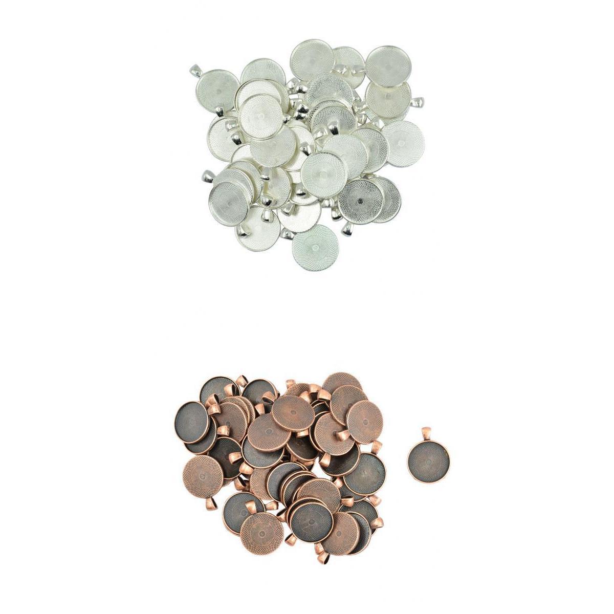 100 Pieces Blank Round Bezel Tray Base Cabochon DIY Pendant Charms Craft