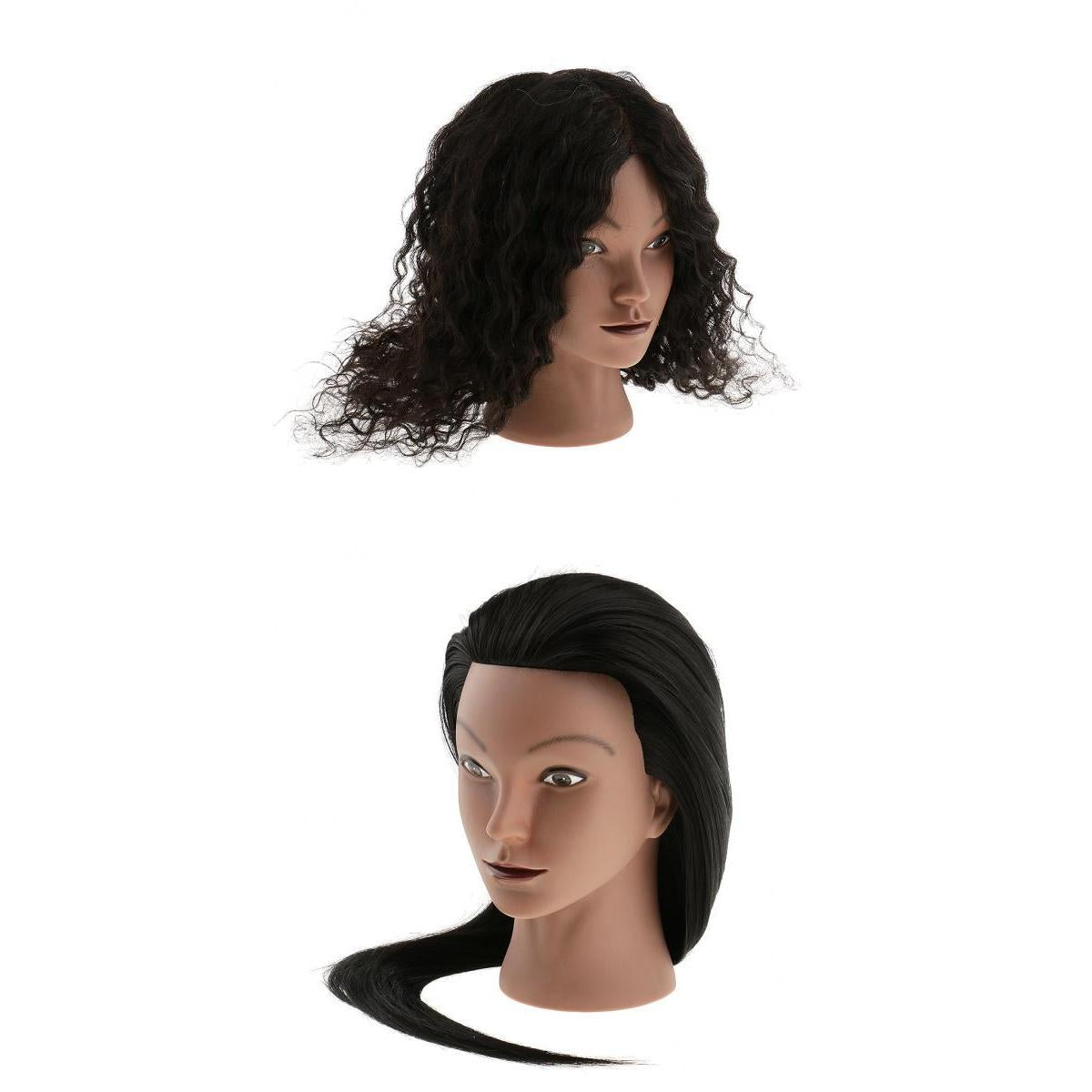 2 Pieces Cosmetology Silicone Practice Training Mannequin Head with Hair