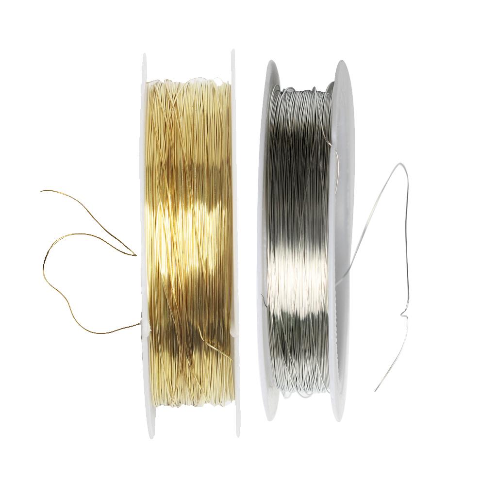 2 Rolls of 22 Meters Iron Wire for Jewelry Making Bridal Hair Jewelry 0.3mm