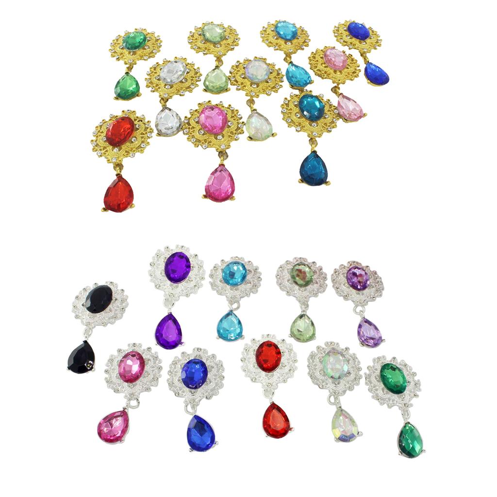 20 Pieces Assorted Color Water Drop Crystal Flatback Buttons Embellishment