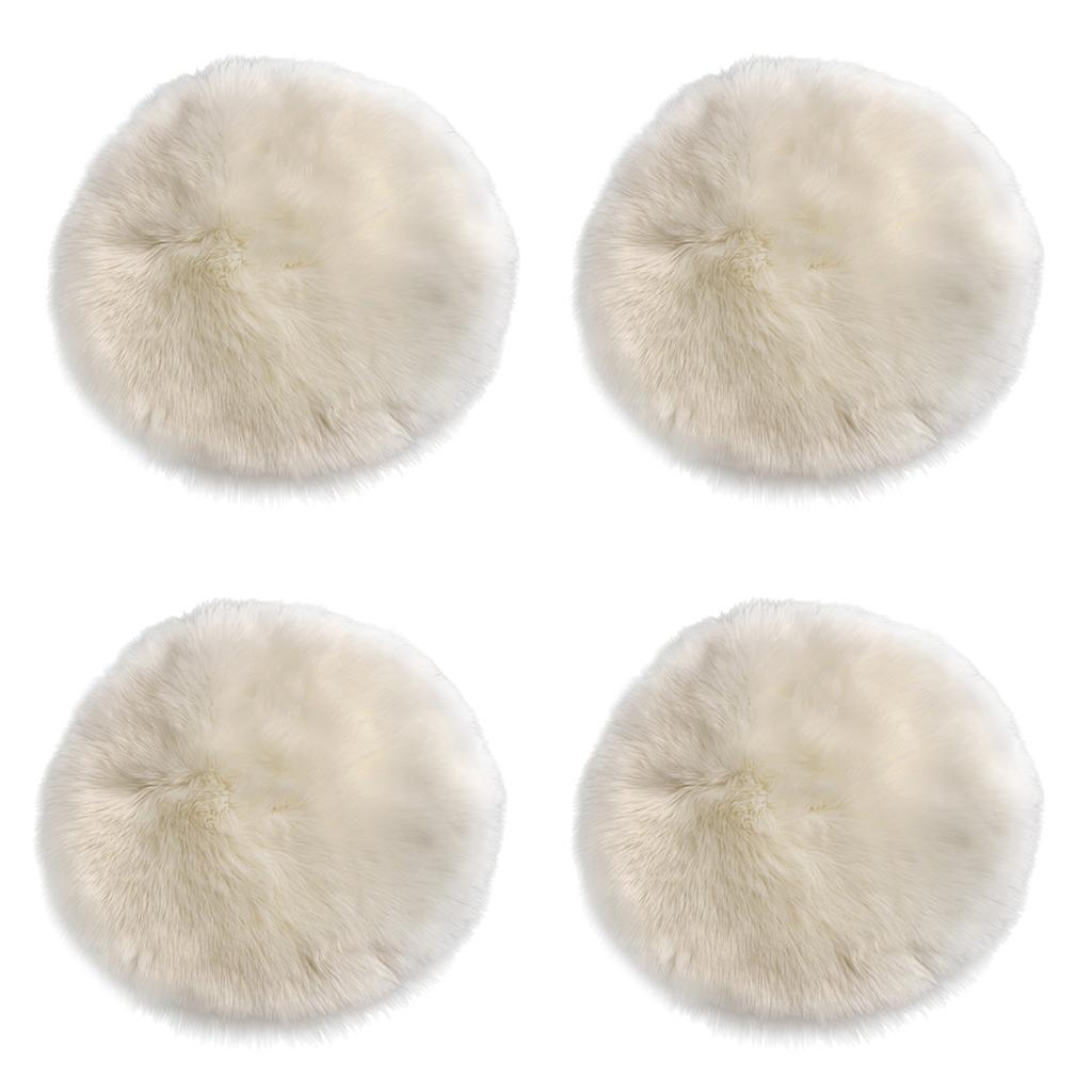 4-Pack Artificial Sheepskin Rug Home Floor Carpet Seat Cushion White