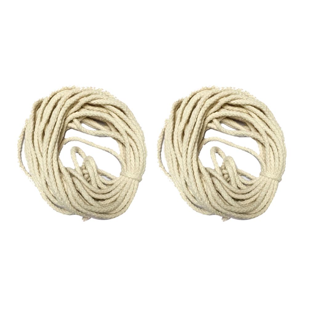 2 Pieces 10 Meters DIY Braided Pure Cotton Rope Cord String for Clothing 5mm