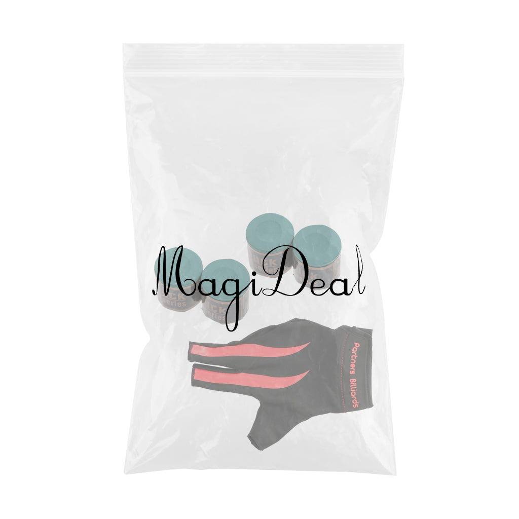 3-Finger Fingerless Right Hand Billiard Glove with 4 Pieces Pool Cue Chalk