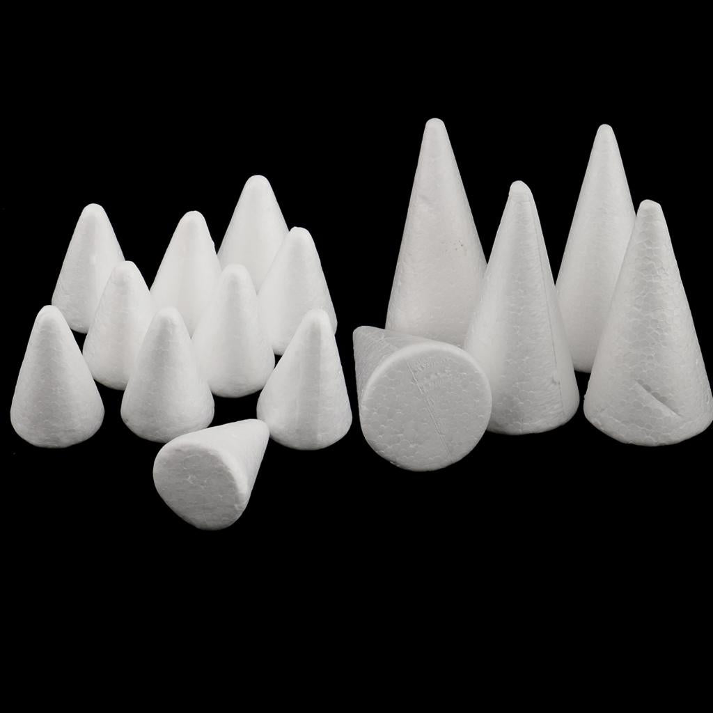 15pcs 70/100mm Cone Styrofoam Foam Ornament for Handmade DIY Modelling Craft