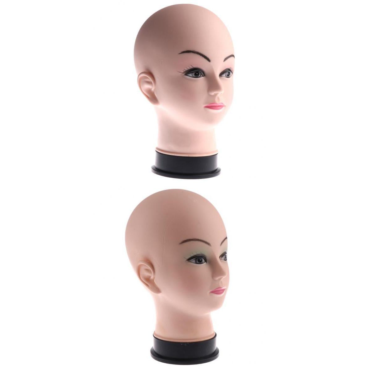 2x Mannequin Head Model Wig Hat Earrings Display Stand Cosmetology Manikin