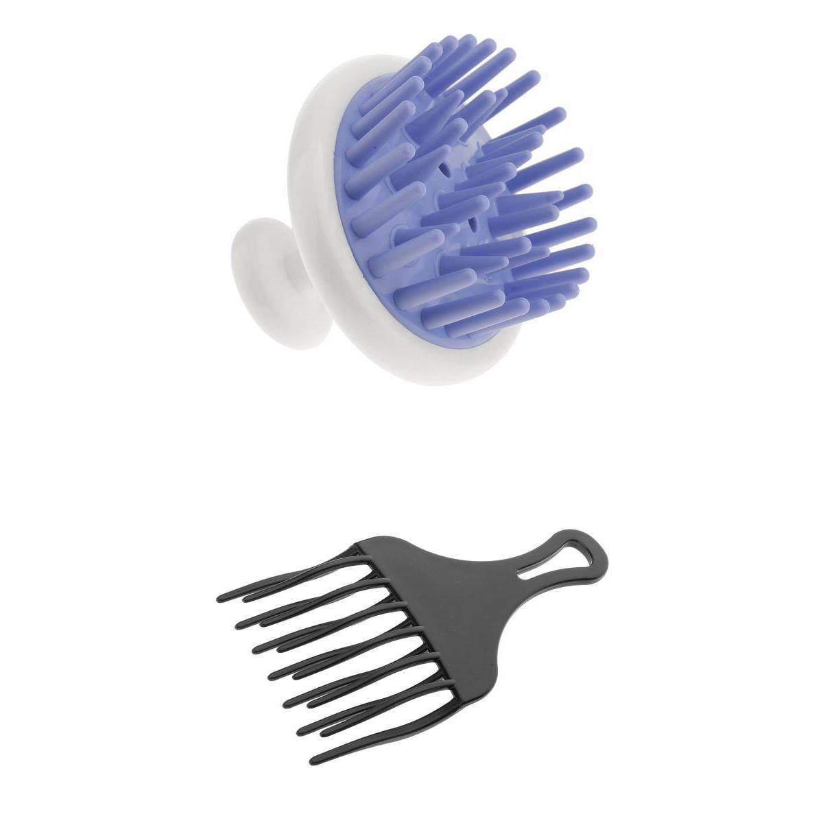 Afro Hair Pick Comb Detangle Wig Styling Lift Hairbrush+Shampoo Scalp Brush