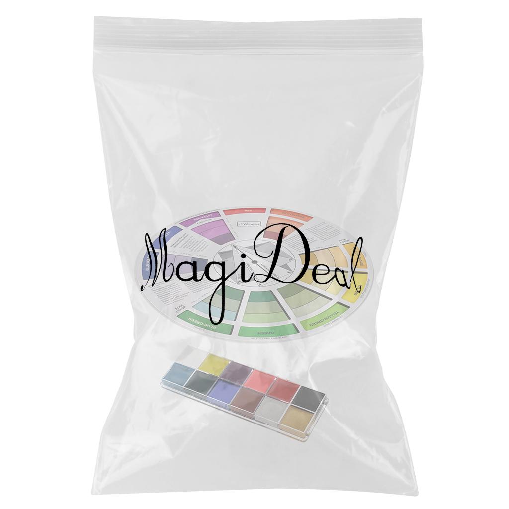 12 Color Face Body Art Paint Makeup Palette for Halloween+Color Mixing Wheel