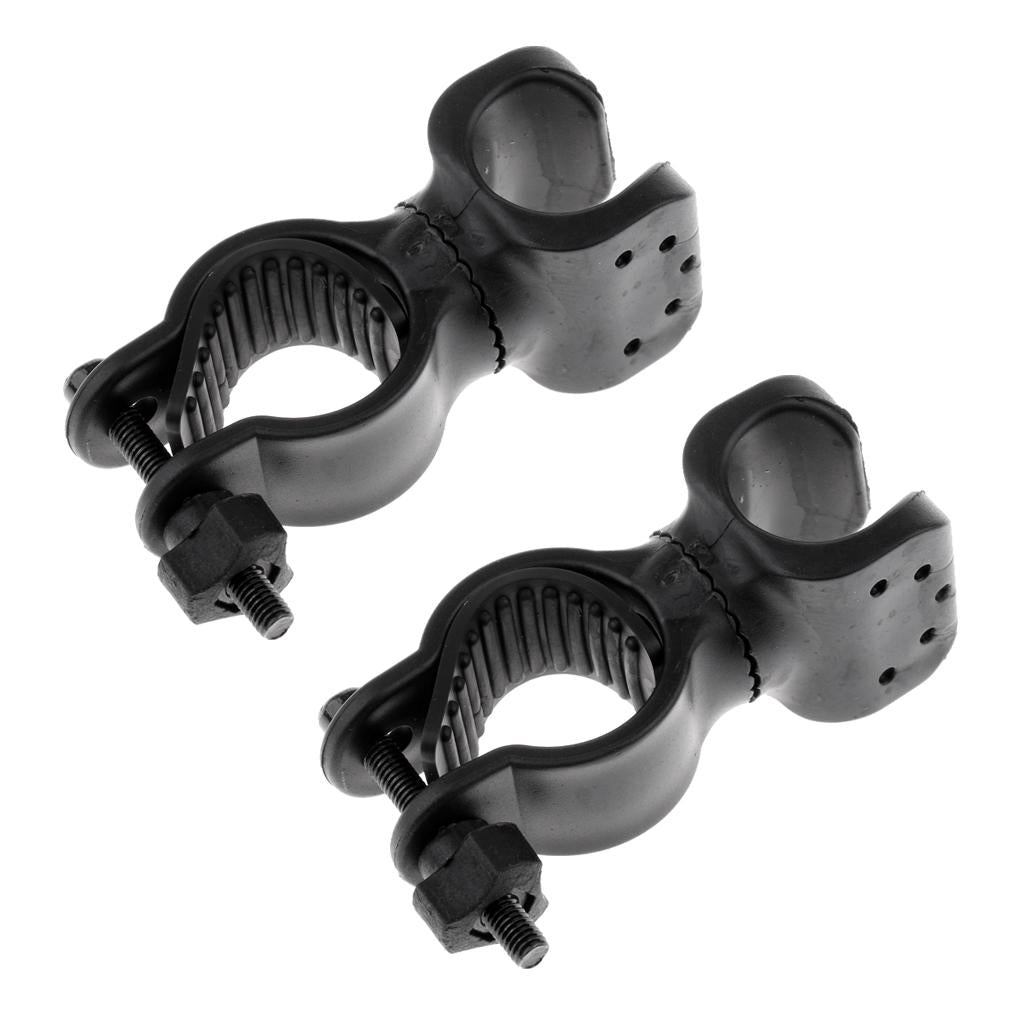 2Pcs 360 Degree Rotation Bike Cycling Flashlight Mount Holder Clamps Black