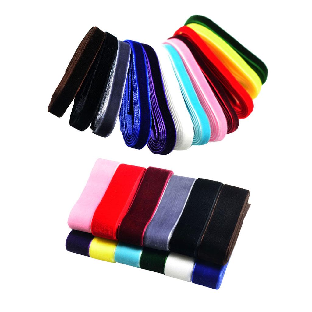 24 Pieces 1 Yard Luxury Velvet Ribbons for DIY Hair Accessories 9mm 25mm