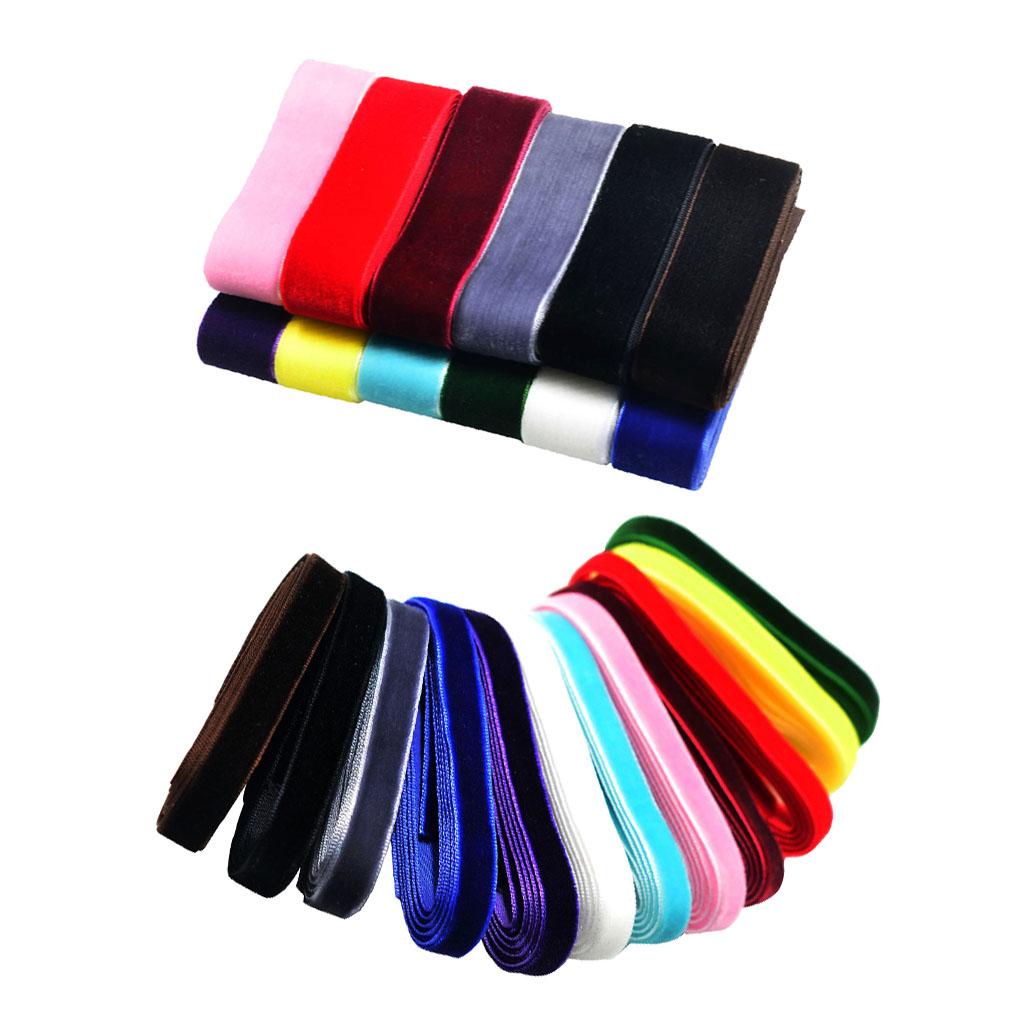 24 Pieces 1 Yard Luxury Velvet Ribbons for DIY Hair Accessories 9mm 25mm