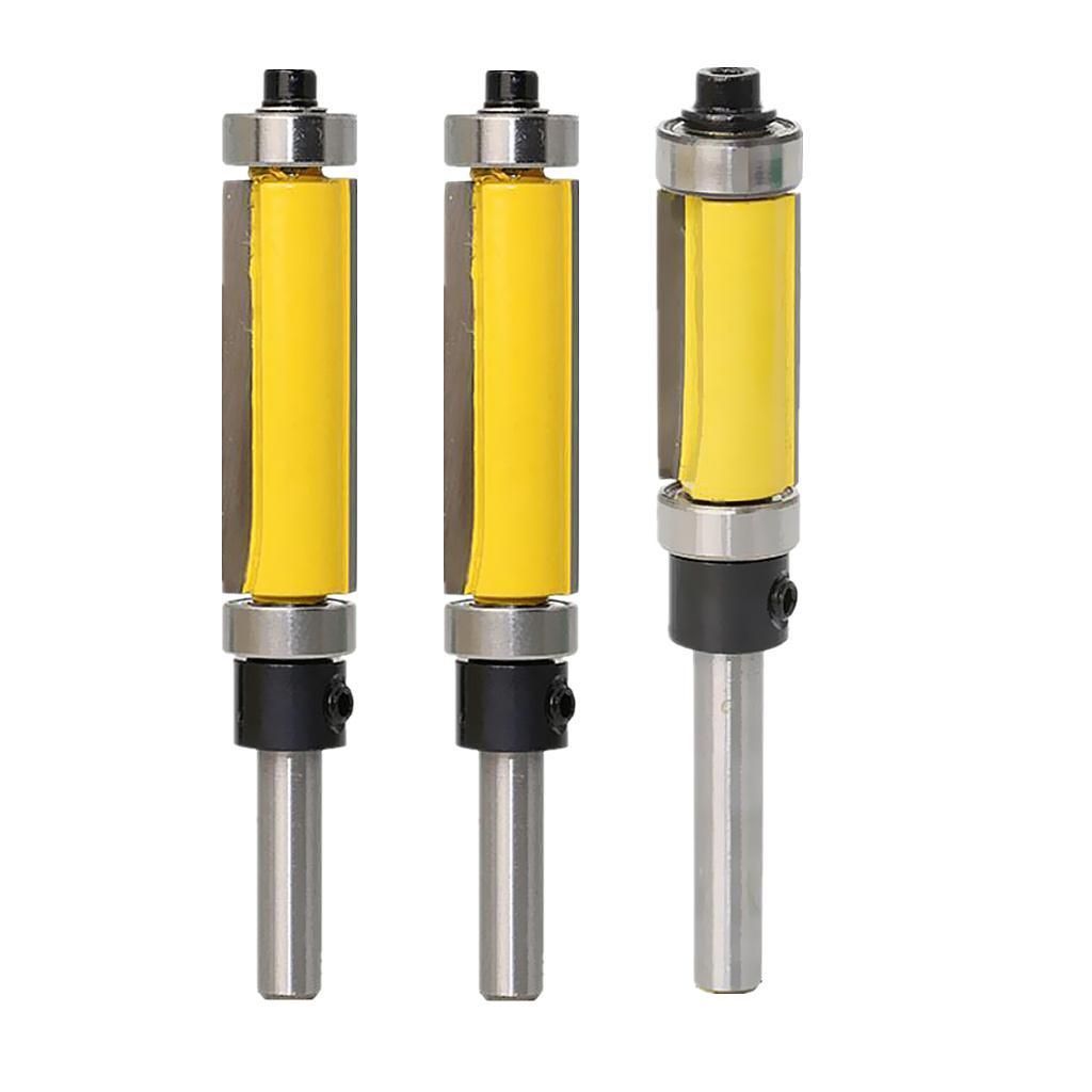 3 pieces Solid Carbide Flush Trim Top & Bottom Bearing Router Bit 25mm, 38mm