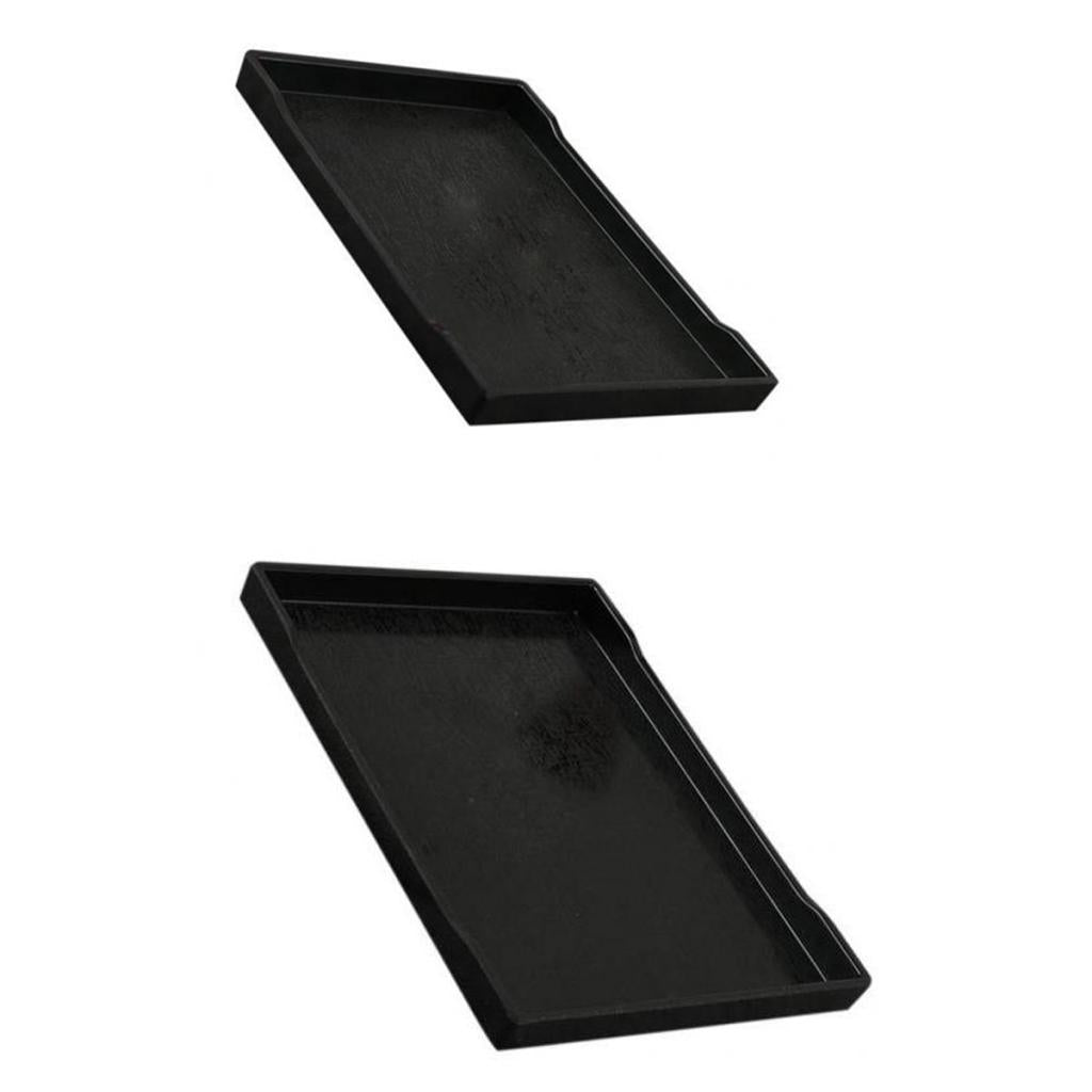 2x Melamine Hotel Serving Tray Dishes Cup Glass Cake Set Black 22.2cm 24.9cm