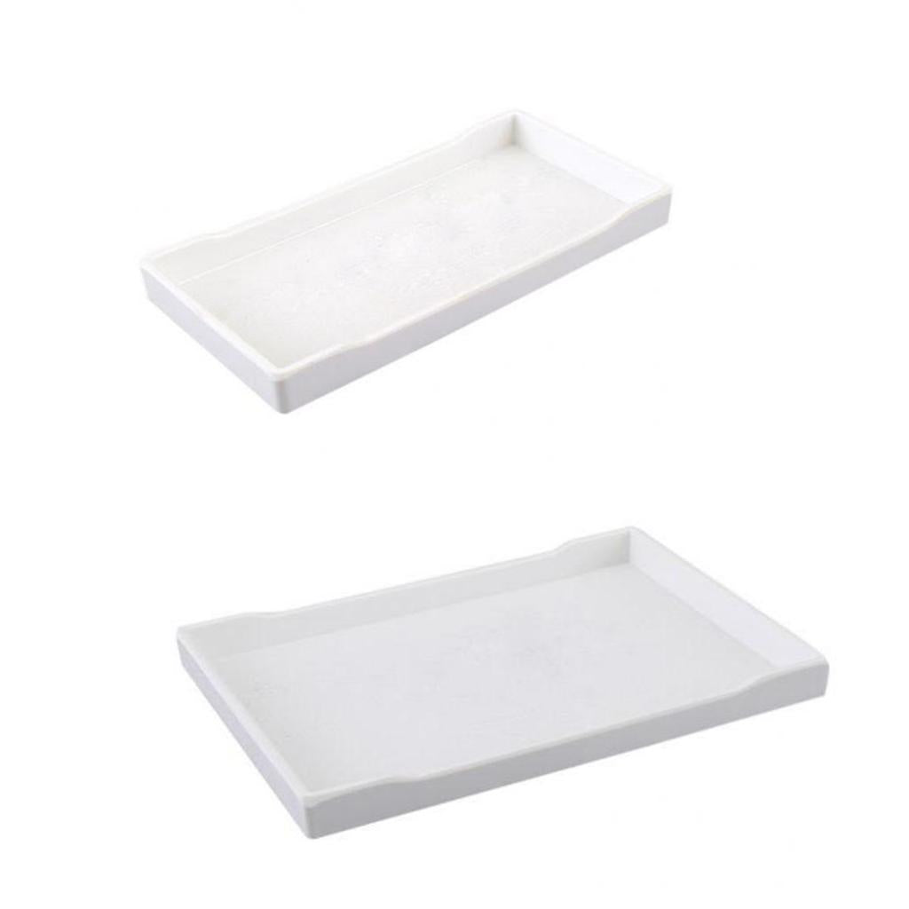 2x Melamine Hotel Serving Tray Dishes Cup Glass Cake Set White 22cm 24.9cm