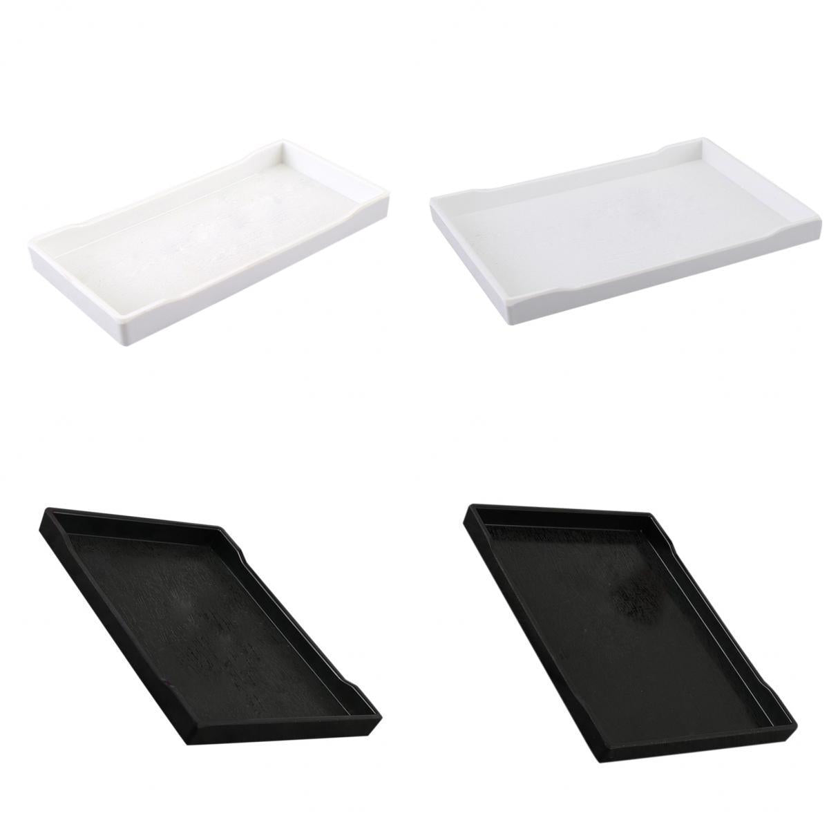 4x Melamine Hotel Serving Tray Dishes Cup Glass Cake Set 22.2cm 24.9cm